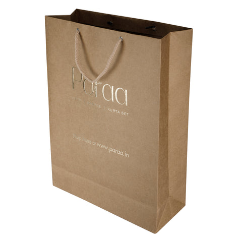 Kraft shopping bag - 12 x 15 x 4 - Leaf Printed - Para